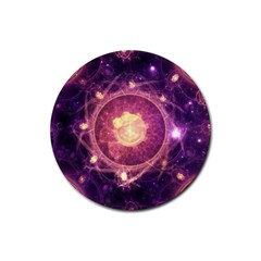 A Gold And Royal Purple Fractal Map Of The Stars Rubber Round Coaster (4 Pack)  by jayaprime