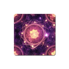 A Gold And Royal Purple Fractal Map Of The Stars Square Magnet