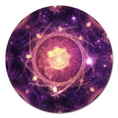 A Gold And Royal Purple Fractal Map Of The Stars Magnet 5  (round)