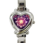 A Gold And Royal Purple Fractal Map Of The Stars Heart Italian Charm Watch Front