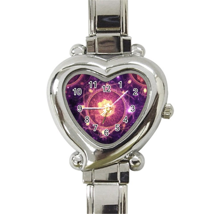 A Gold And Royal Purple Fractal Map Of The Stars Heart Italian Charm Watch