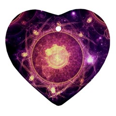 A Gold And Royal Purple Fractal Map Of The Stars Heart Ornament (two Sides)