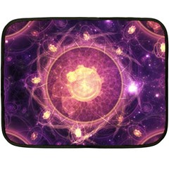 A Gold And Royal Purple Fractal Map Of The Stars Double Sided Fleece Blanket (mini)  by jayaprime