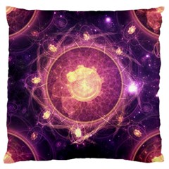 A Gold And Royal Purple Fractal Map Of The Stars Large Cushion Case (one Side) by jayaprime