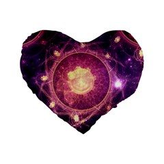 A Gold And Royal Purple Fractal Map Of The Stars Standard 16  Premium Heart Shape Cushions