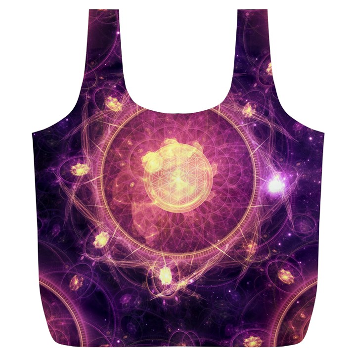 A Gold And Royal Purple Fractal Map Of The Stars Full Print Recycle Bags (L) 