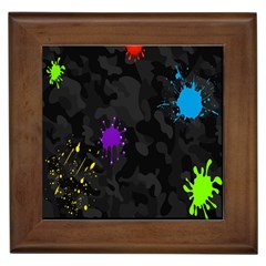 Black Camo Shot Spot Paint Framed Tiles