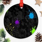 Black Camo Shot Spot Paint Ornament (Round) Front