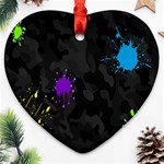 Black Camo Shot Spot Paint Ornament (Heart) Front