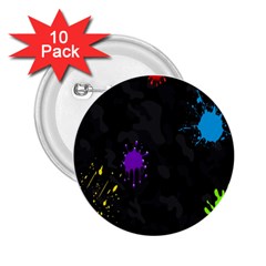 Black Camo Shot Spot Paint 2 25  Buttons (10 Pack)  by Mariart