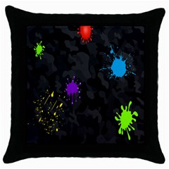 Black Camo Shot Spot Paint Throw Pillow Case (black)