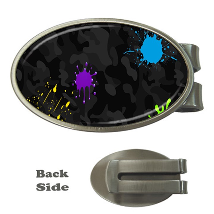 Black Camo Shot Spot Paint Money Clips (Oval) 