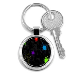 Black Camo Shot Spot Paint Key Chains (round)  by Mariart