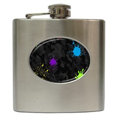 Black Camo Shot Spot Paint Hip Flask (6 Oz) by Mariart