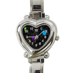 Black Camo Shot Spot Paint Heart Italian Charm Watch by Mariart