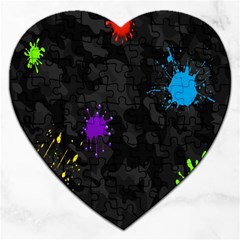 Black Camo Shot Spot Paint Jigsaw Puzzle (heart) by Mariart