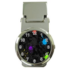 Black Camo Shot Spot Paint Money Clip Watches by Mariart