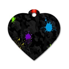 Black Camo Shot Spot Paint Dog Tag Heart (two Sides) by Mariart