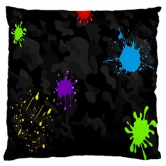 Black Camo Shot Spot Paint Large Cushion Case (one Side) by Mariart