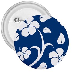 Blue Hawaiian Flower Floral 3  Buttons by Mariart