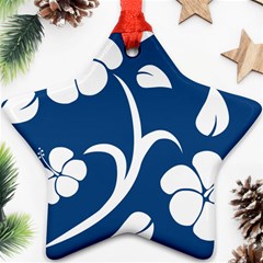 Blue Hawaiian Flower Floral Ornament (star)