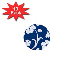 Blue Hawaiian Flower Floral 1  Mini Buttons (10 Pack) 