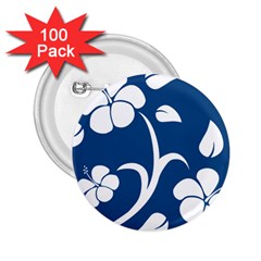 Blue Hawaiian Flower Floral 2 25  Buttons (100 Pack) 