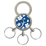 Blue Hawaiian Flower Floral 3-Ring Key Chains Front