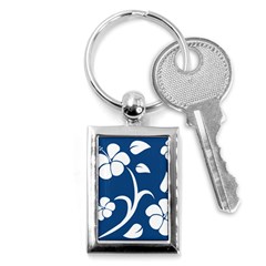 Blue Hawaiian Flower Floral Key Chains (rectangle) 