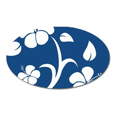 Blue Hawaiian Flower Floral Oval Magnet by Mariart