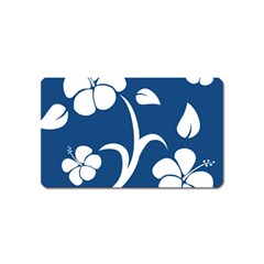 Blue Hawaiian Flower Floral Magnet (name Card) by Mariart