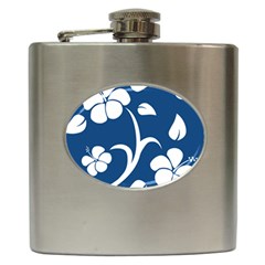 Blue Hawaiian Flower Floral Hip Flask (6 Oz) by Mariart