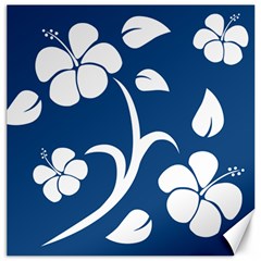 Blue Hawaiian Flower Floral Canvas 12  X 12   by Mariart