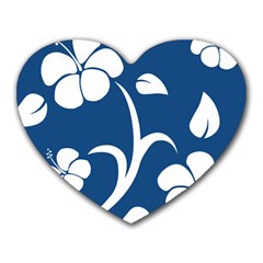 Blue Hawaiian Flower Floral Heart Mousepads by Mariart