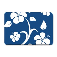 Blue Hawaiian Flower Floral Small Doormat  by Mariart