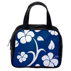 Blue Hawaiian Flower Floral Classic Handbags (one Side) by Mariart