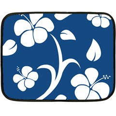 Blue Hawaiian Flower Floral Double Sided Fleece Blanket (mini)  by Mariart