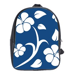 Blue Hawaiian Flower Floral School Bags(large)  by Mariart