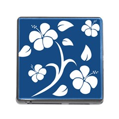 Blue Hawaiian Flower Floral Memory Card Reader (square)