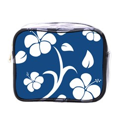 Blue Hawaiian Flower Floral Mini Toiletries Bags by Mariart