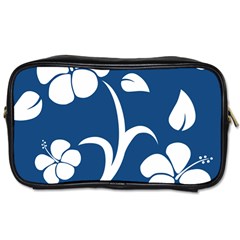 Blue Hawaiian Flower Floral Toiletries Bags by Mariart