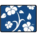 Blue Hawaiian Flower Floral Fleece Blanket (Large)  80 x60  Blanket Front