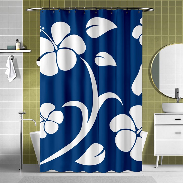 Blue Hawaiian Flower Floral Shower Curtain 48  x 72  (Small) 