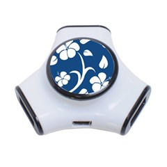 Blue Hawaiian Flower Floral 3-port Usb Hub