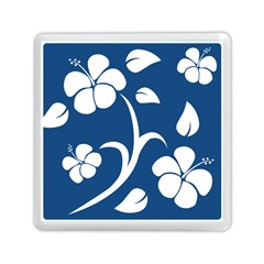 Blue Hawaiian Flower Floral Memory Card Reader (square)  by Mariart