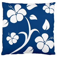 Blue Hawaiian Flower Floral Large Cushion Case (one Side) by Mariart