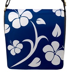 Blue Hawaiian Flower Floral Flap Messenger Bag (s) by Mariart