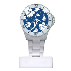 Blue Hawaiian Flower Floral Plastic Nurses Watch