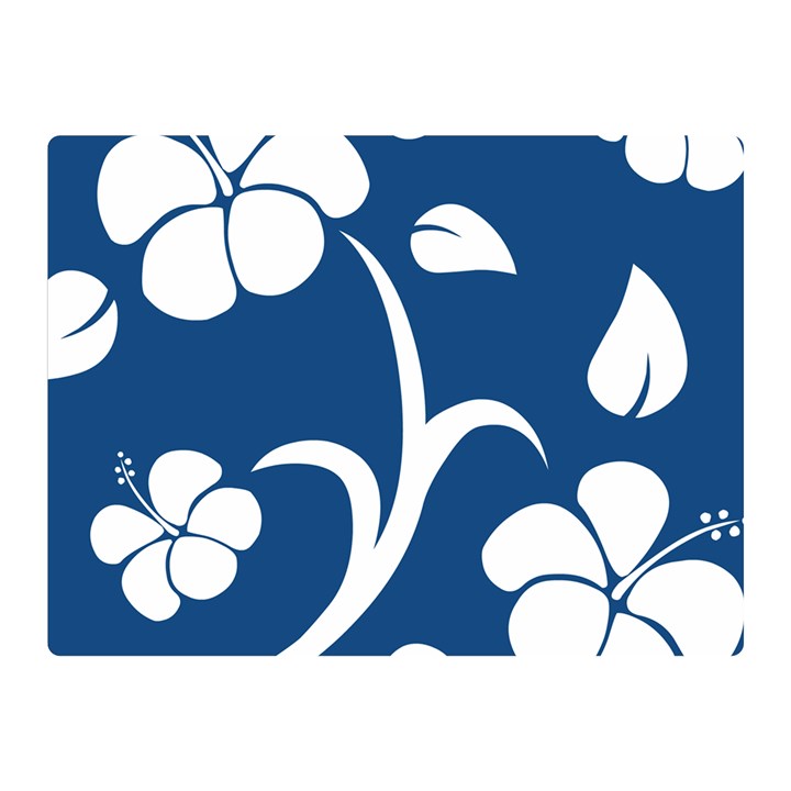 Blue Hawaiian Flower Floral Double Sided Flano Blanket (Mini) 