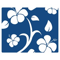 Blue Hawaiian Flower Floral Double Sided Flano Blanket (medium) 